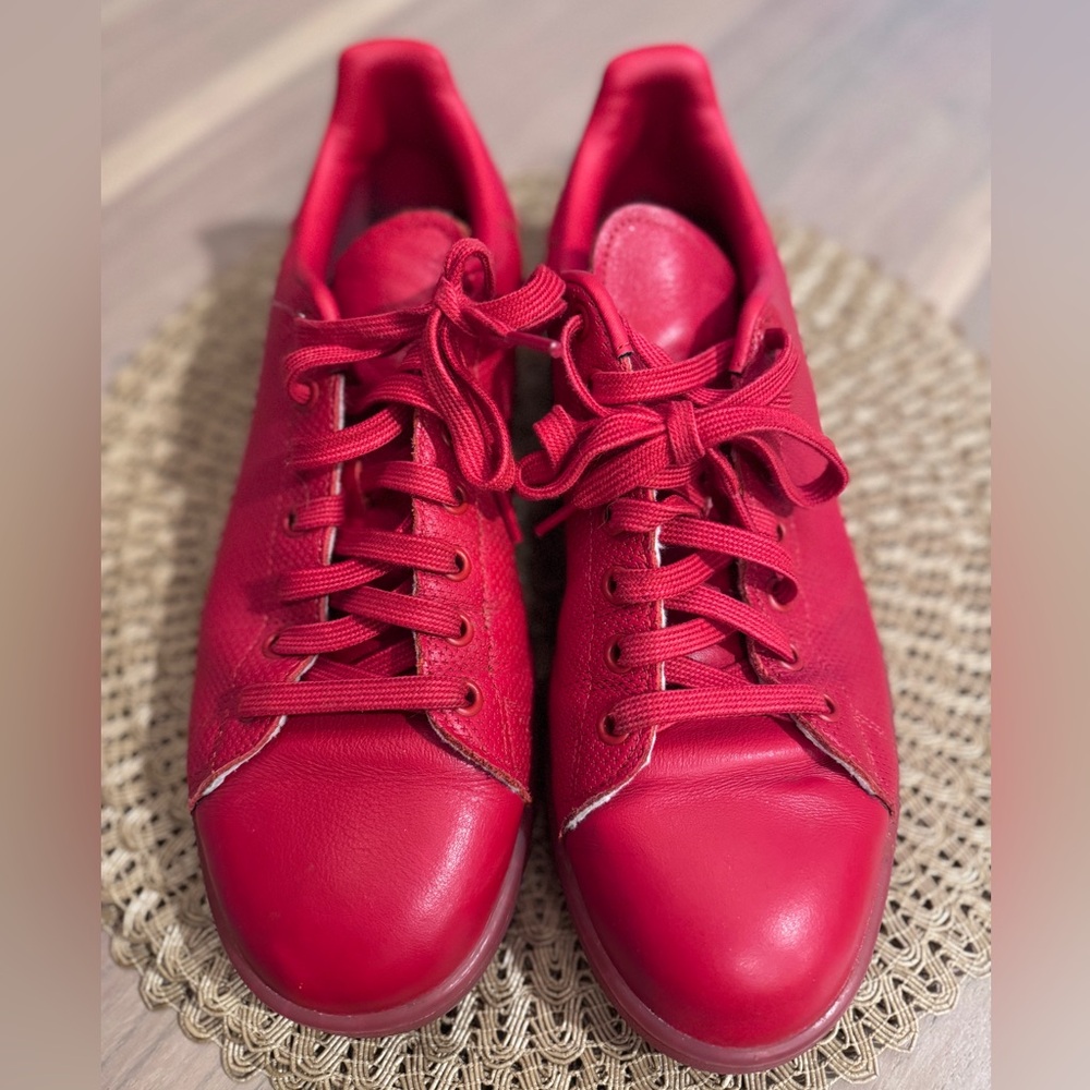 Rare red leather Adidas Stan Smiths.
